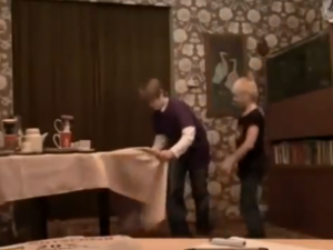 Kid Pulls Off Table Cloth Trick